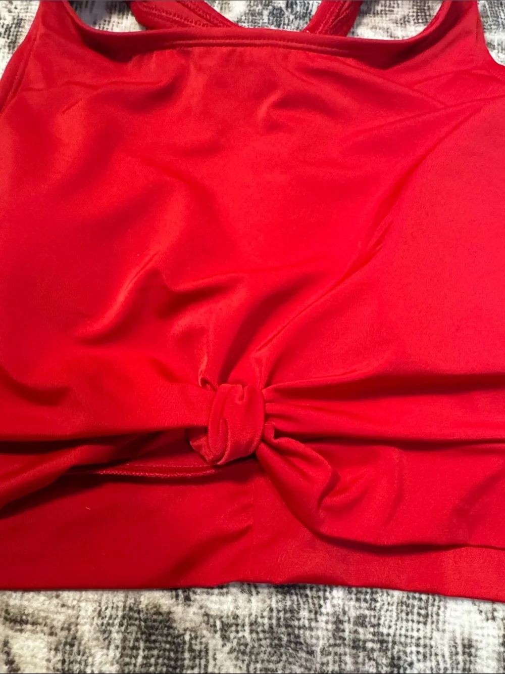 Oasis Red High-Neck Knot Front Sports Bra